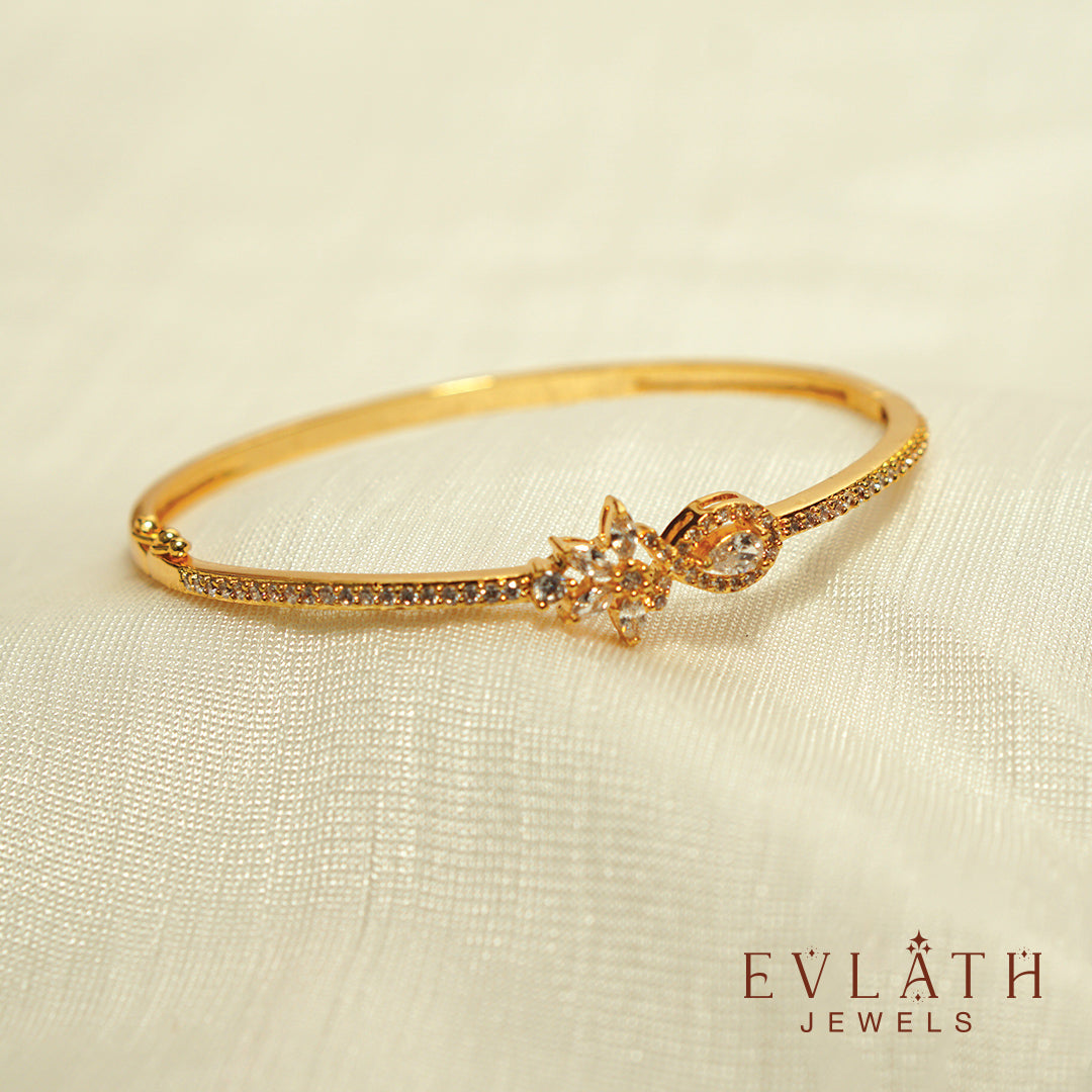 Premium Gold-Plated CZ Stone-Studded Openable Bangles – Evlath Jewels